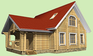 Сруб деревянного дома. Общий вид деревянного сруба дома. Третий проект деревянного сруба